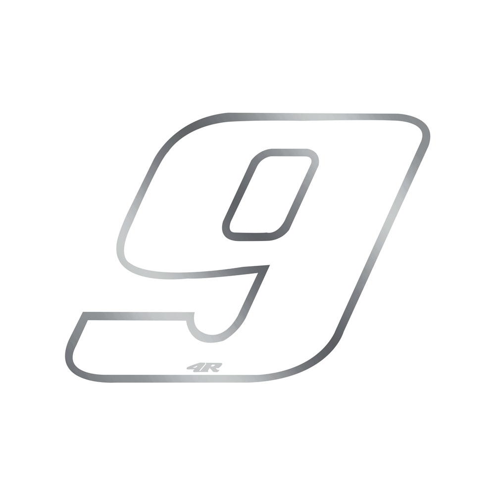 Moto Carrera Número Pegatina "9" Blanco 65x85mm