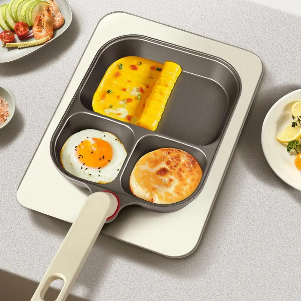 Easy Non-stick Pan Capacity 3-in-1 Breakfast Pan with Non-stick Coating Anti-scalding Handle Induction for Omelettes