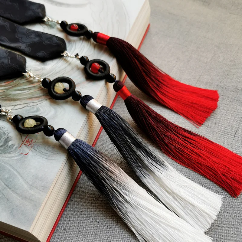 Chinese Ancient Style Headwear Black Red Hair Rope Unisex White Hanfu Long Tassel Headband New Year Decoration Hair Accessories