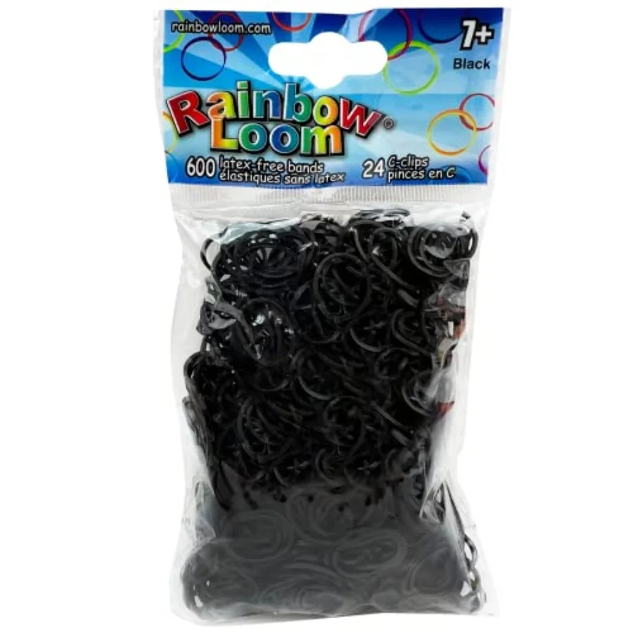 ® Black Rubber Bands with 24 C-Clips 600 Count