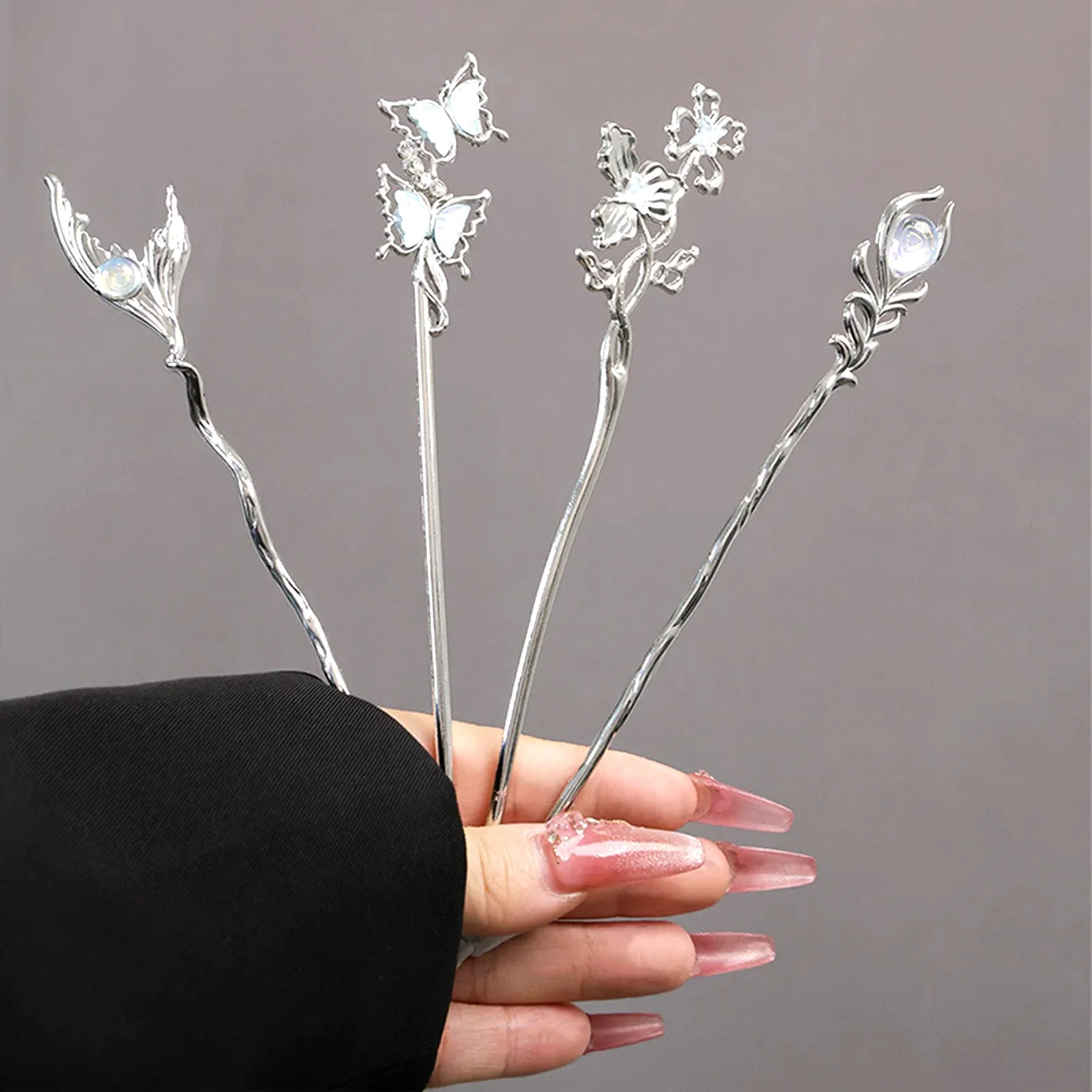 Starry-Sky Moonlight Stone Hairpin Female New Chinese Style Hairpins Modern Hairpin Metal Hair Stick High Grade Hair Accessories