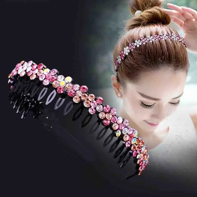 Unisex Alice Hairband Bezel Headband For Men And Women Sports Hair Band Hoop Top Metal Double Bangs Flower Rhinestone Hair Accessories Ideal For Daily Wear Sports Activities And Party Occasions headba