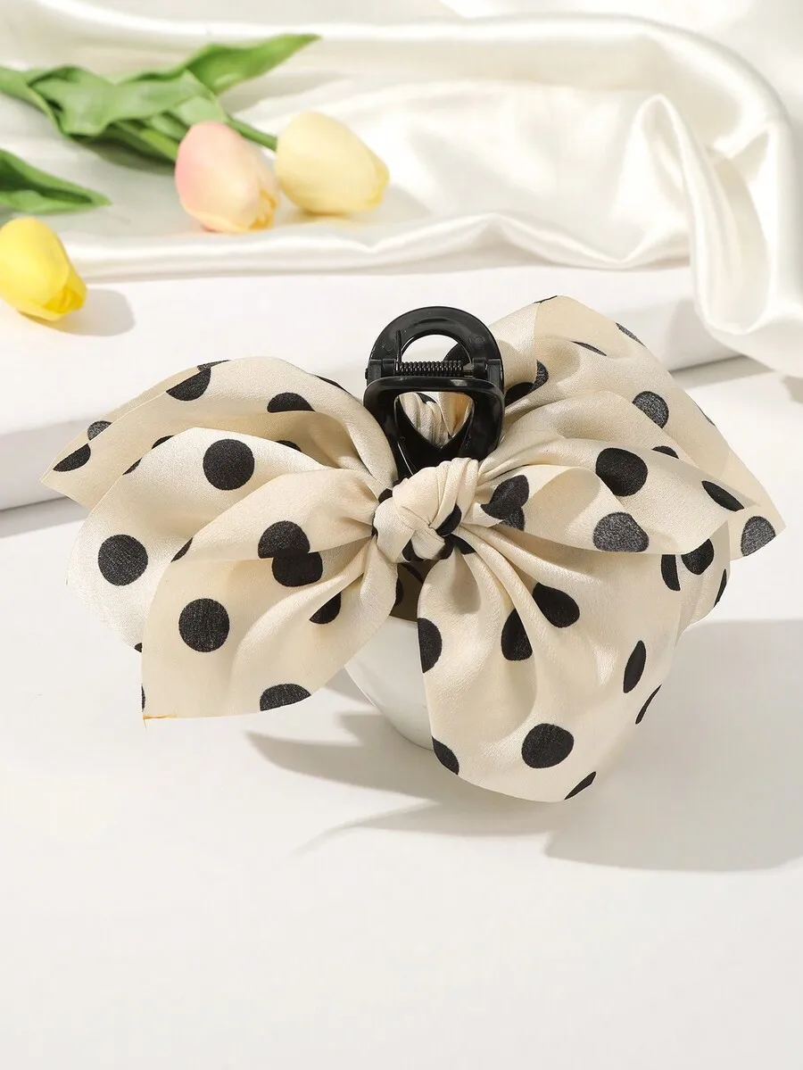 1pc Polka Dot Mesh Bow Sweet Hair Claw Leopard Print Claw Clips Hair Clips Hair Jaw Clip Hair Clamps Hair Clutch Hair Catcher