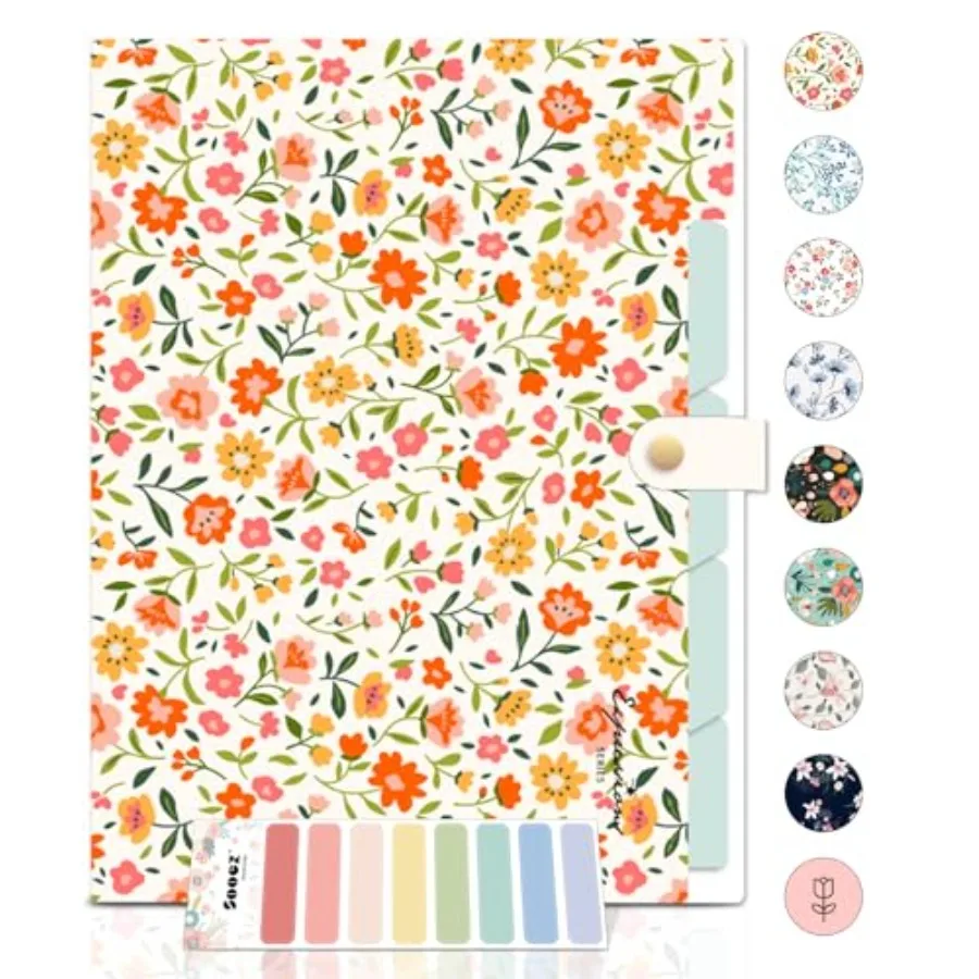 File Folders Organizer, Folders with 5 Pockets, Folders for Documents w/Sticker, Accordion File Organizer, Paper Receipt Bill F