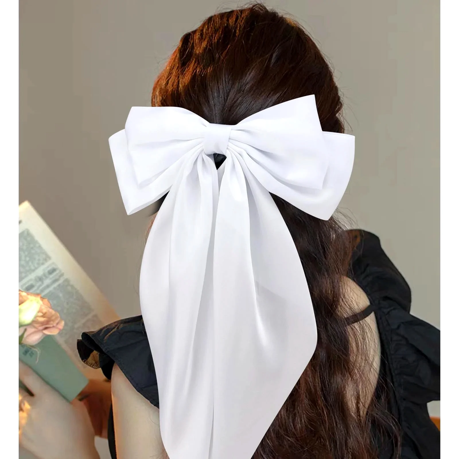 2 Women's Black and White Bow Hair Clips, Elegant Hair Accessories, Fashionable, Suitable for Daily Hair Accessories