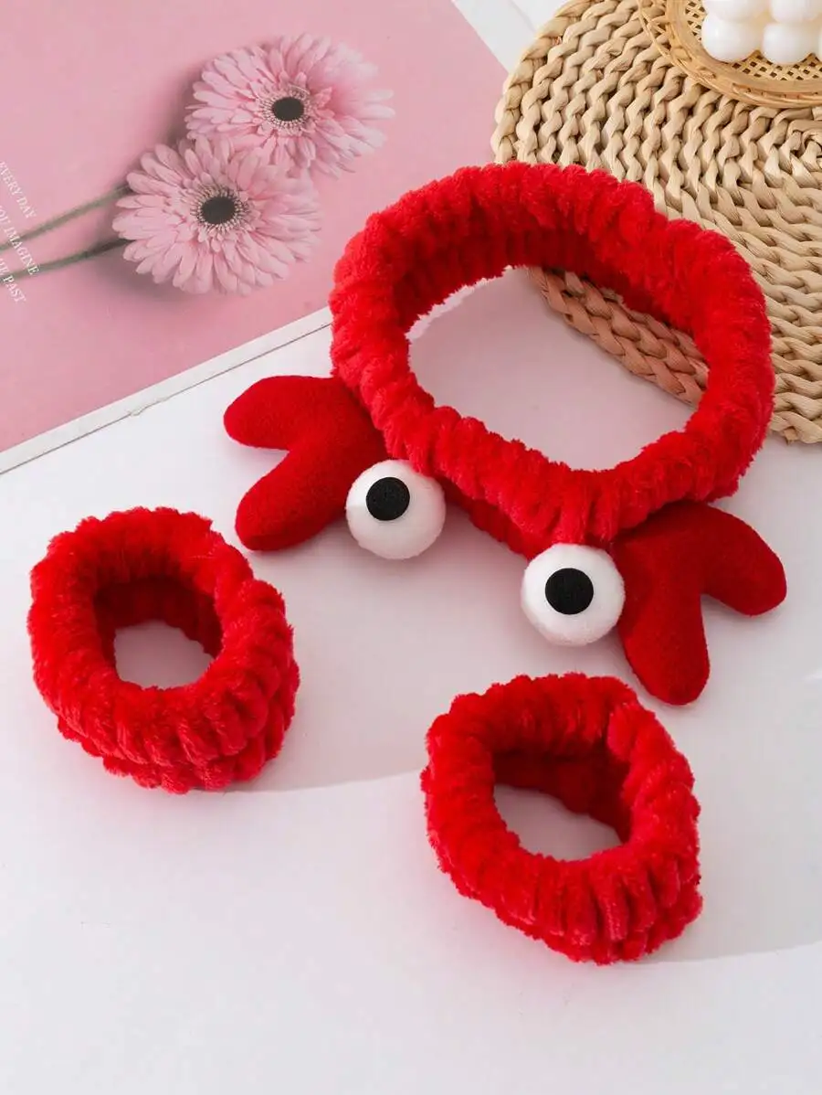 Red Cartoon Crab Hairband And Elastic Hair Bands For Women