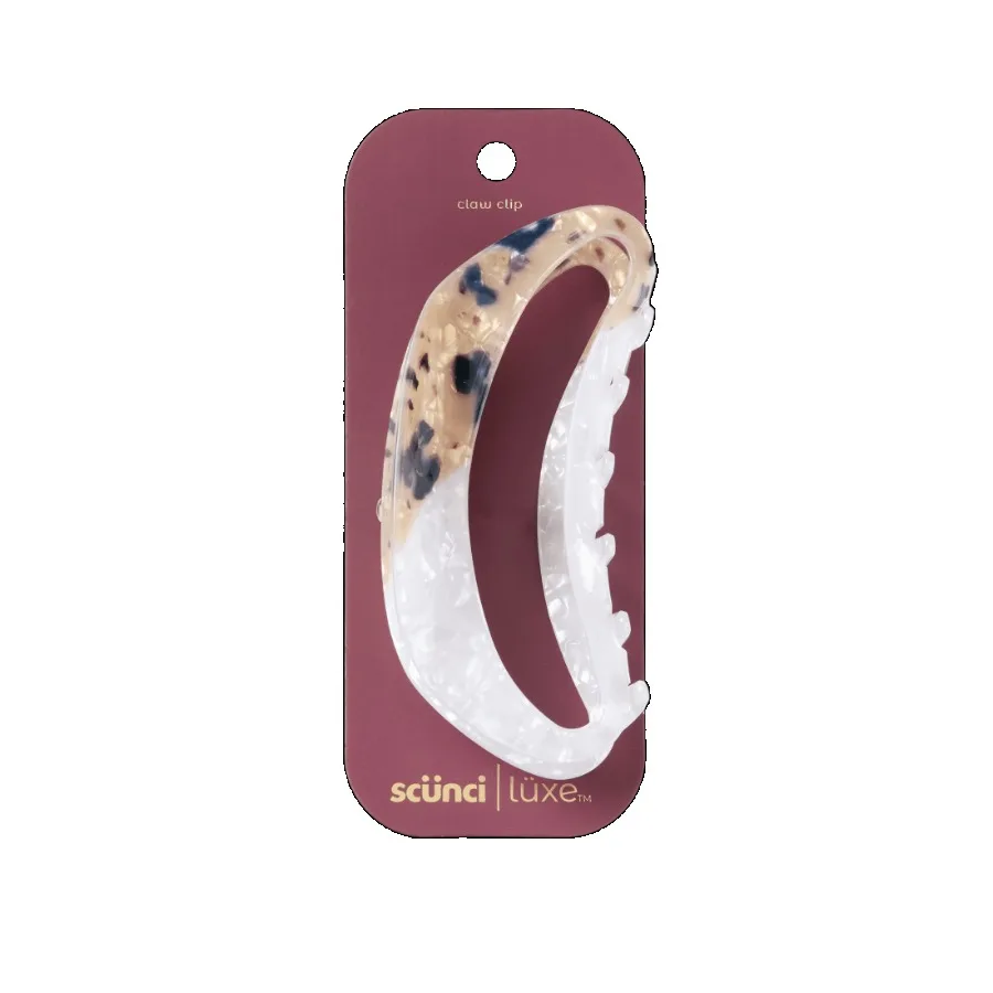 Luxe by Conair Oval Claw Clip White and Tortoiseshell with Gold-Tone Hinge 1 Count