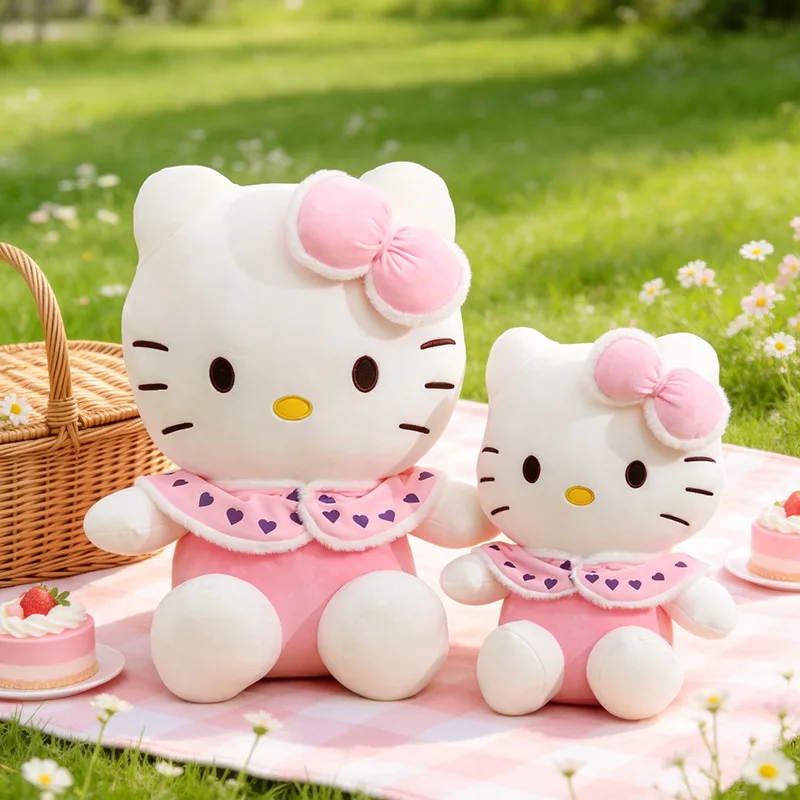 Hello Kitty Sanrio Love Heart Pink Cape Large Size 35Cm Cartoon Plush Stuffed Toy Throw Pillow Cute Birthday Gift for Friend