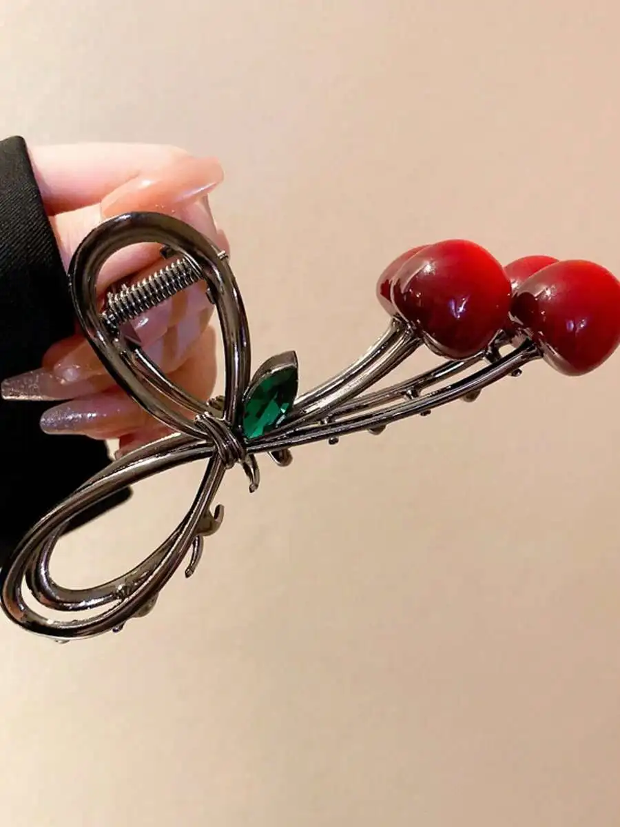 1pc Large Cherry Hair Claw Clip, High-End Hair Accessory For Updo Hair Clips Hair Jaw Clip Hair Clamps Hair Clutch Hair Catcher