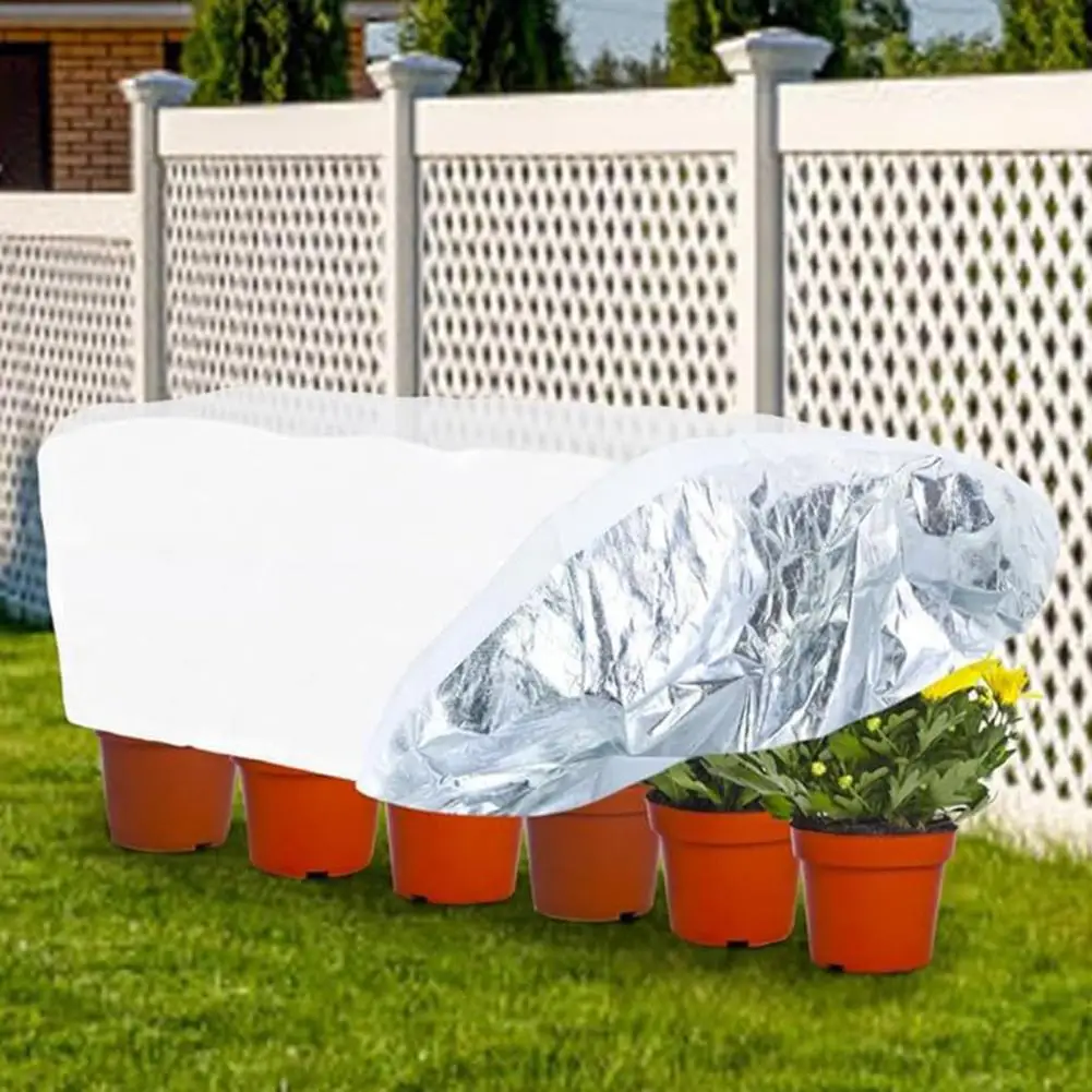 Garden Raised Bed Cover Plant Freeze Protection Cover Drawstring Plant Cover Rectangular Frost Cloth with Insulated Liner