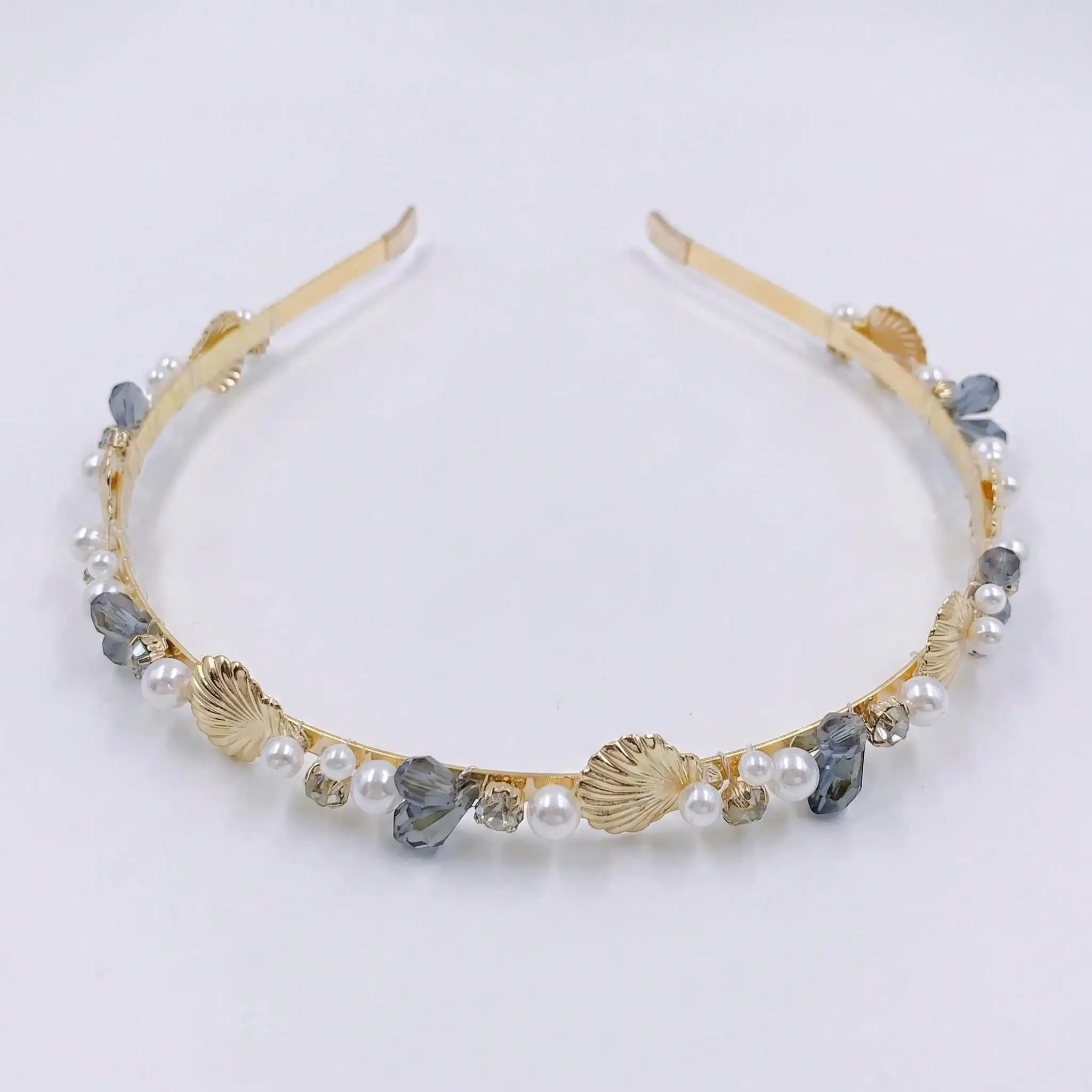 2pcs Vintage Starfish Shell Charm Headband, Blue Embellishment With Gold Spacers - Women's Adjustable Delicate Hair Clip, Perfect For Beach Wedding Party Everyday Headdress, Cute Hair Accessories, Mer