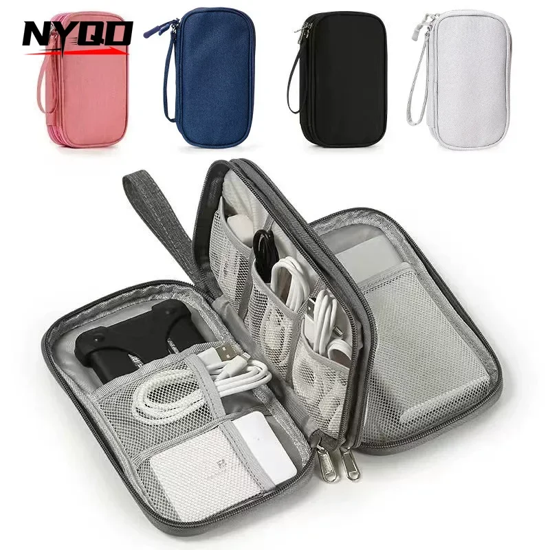 Data Cable Storage Bag Waterproof Travel Portable Carry Case Storage Bag Travel Organizer Bag for Cable Cord USB Charger