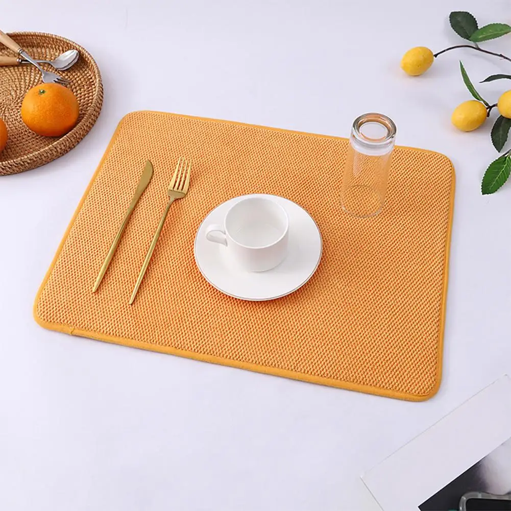 Stylish Dining Table Accessory Super Absorbent Microfiber Drying Mat Non-slip Draining Pad Set for Kitchen Countertop Quick Dry