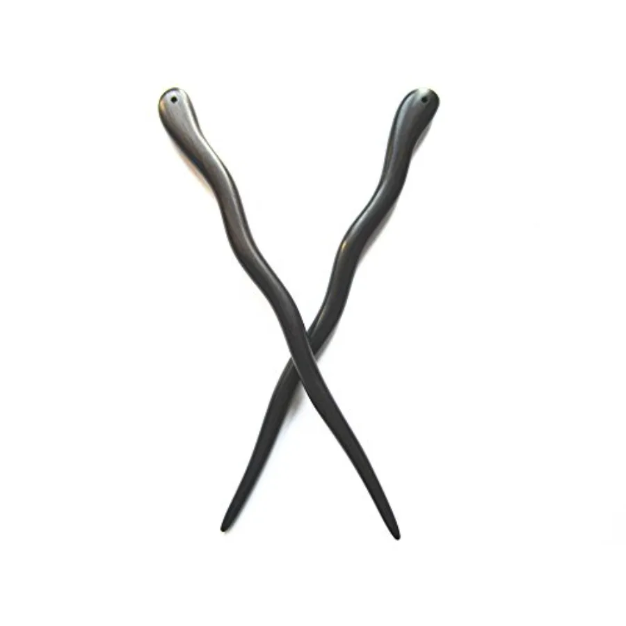 Zz-bg-charming 2 Count Hair Sticks Natural Ebony Black Sandalwood Handmade Carved Hair Clip Shawl Hair Pins Pack of 2 Pcs :Char