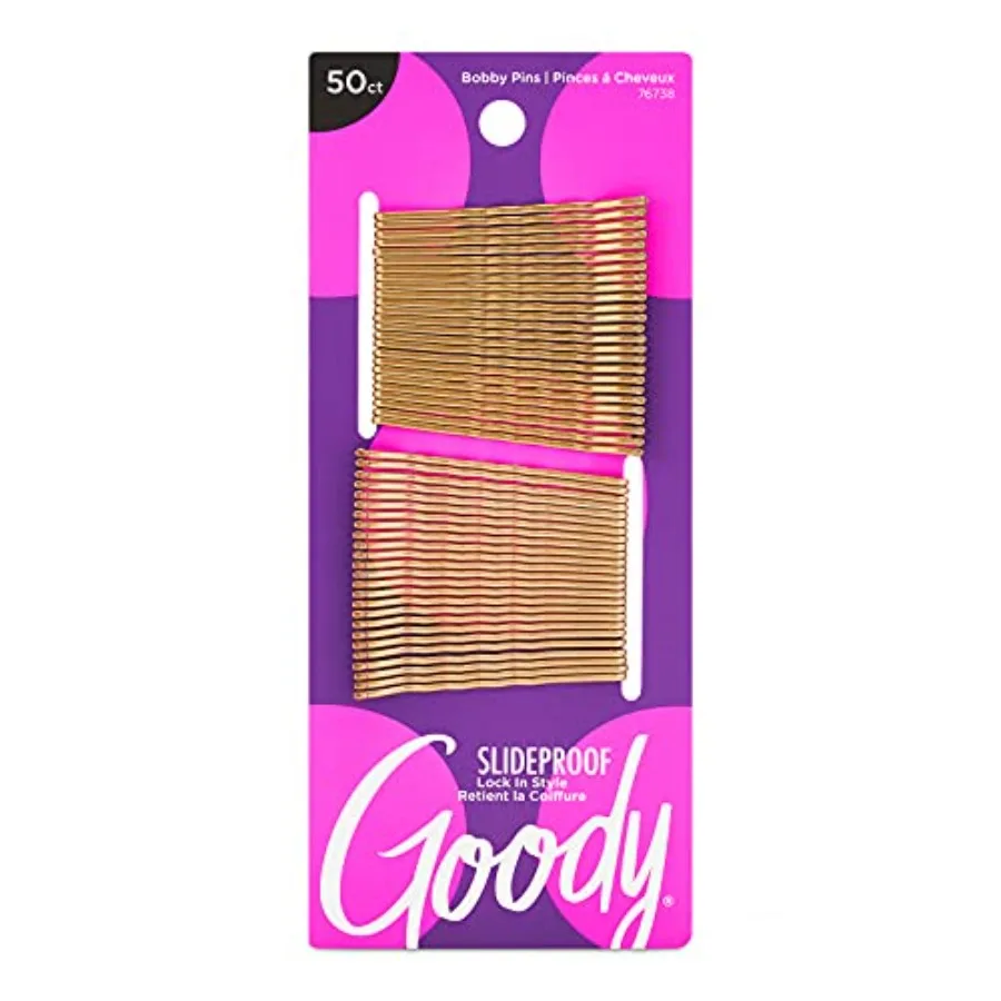 Goody SlideProof Bobby Pins - 50 Ct,,High Gloss Bobby Hair Pins for Styling, Lock In Style, Comfortable, Pain-Free Hair Accesso