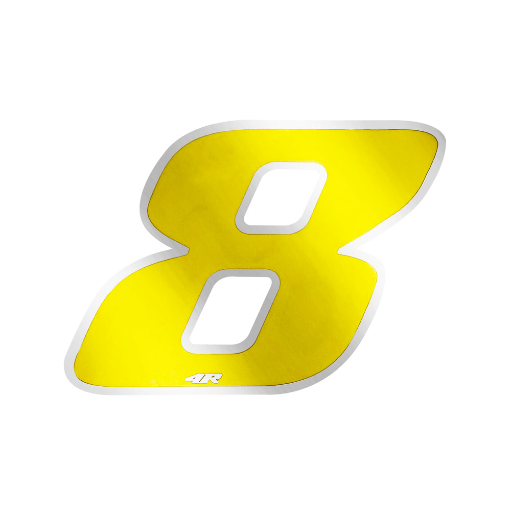 Pegatina Race Number for Motorcycle "8" Amarillo 65x85mm