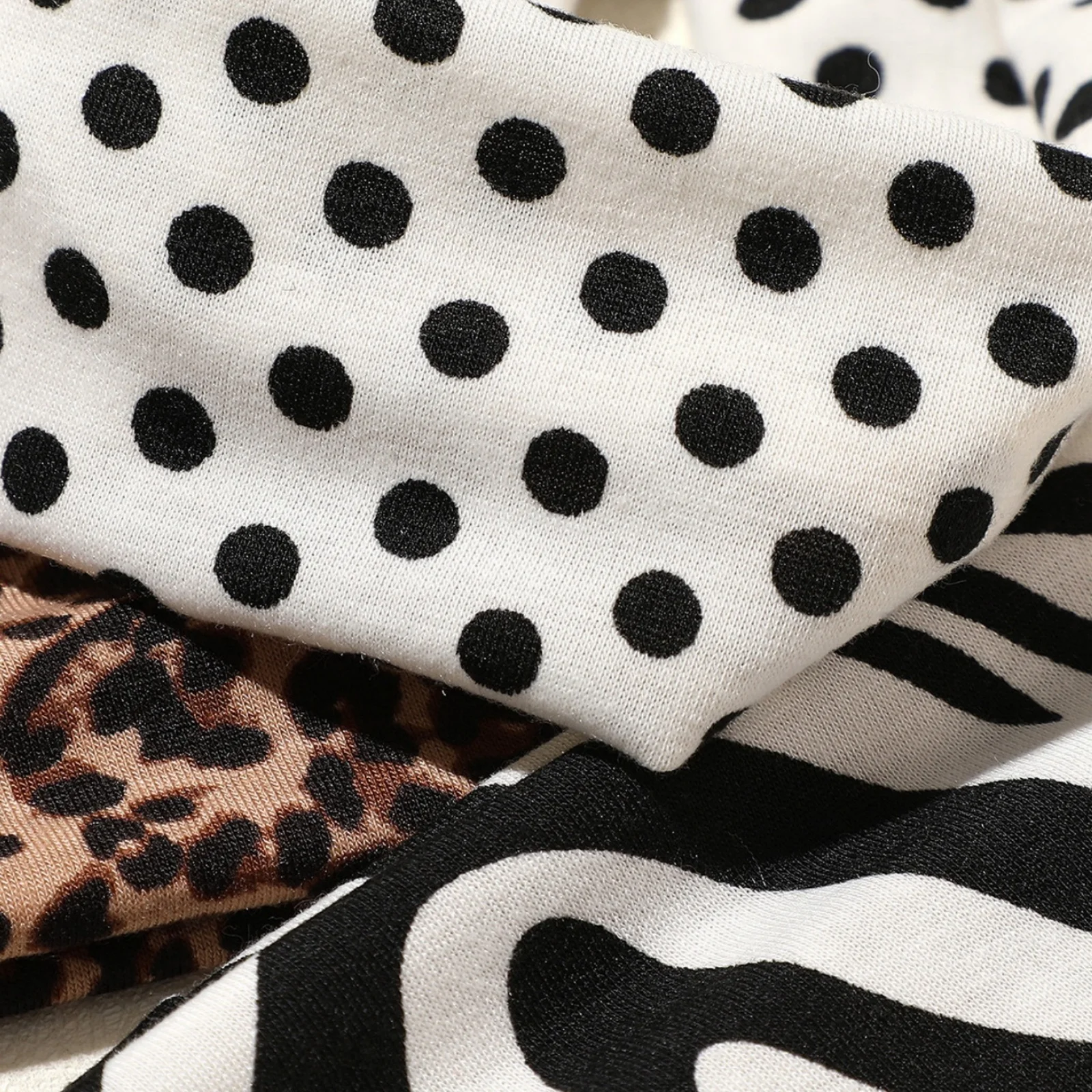 3PCS Retro-Style Animal Print & Polka Dot Women's Fashion Sports Hair Bands, Suitable for Daily Life, Street Dance & Outing Scen