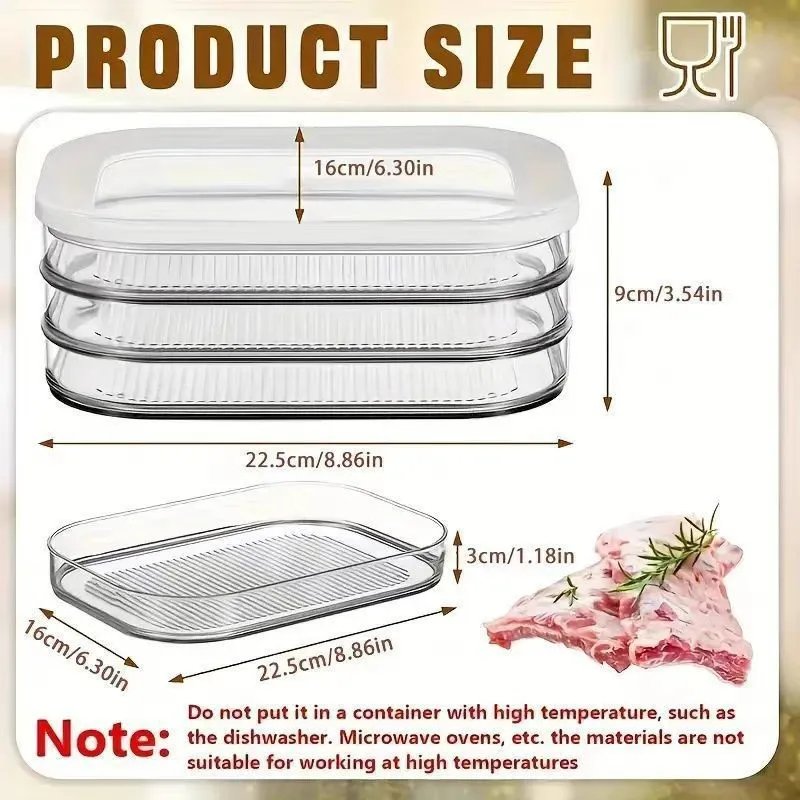 Food Storage Containers Stackable Meal Prep Boxes with Lids Airtight Fridge Organizer for Bacon Lunch Meat Deli