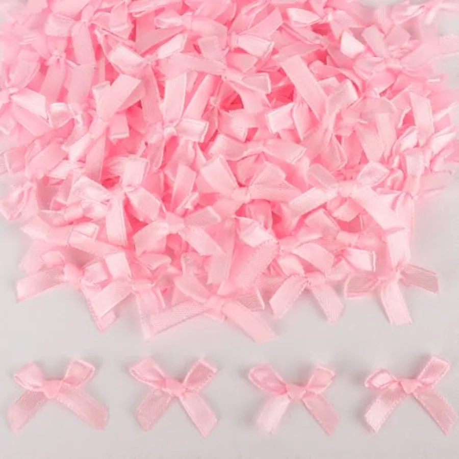 Mini Bows for Crafts Easter Gift Wrapping, Tiny Ribbon Bows for Cake Hair Bags Balloon, Small Premade Bow Decor for Women Birth