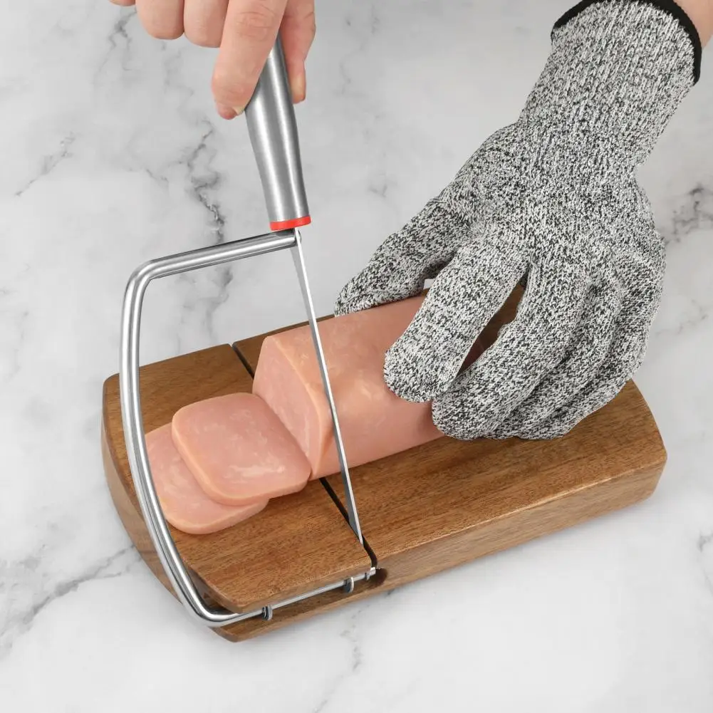 Manual Acacia Wood Cheese Slicer Non-slip Effortless Cheese Slicing Station Stainless Steel Handle Professional For Ham Fruit