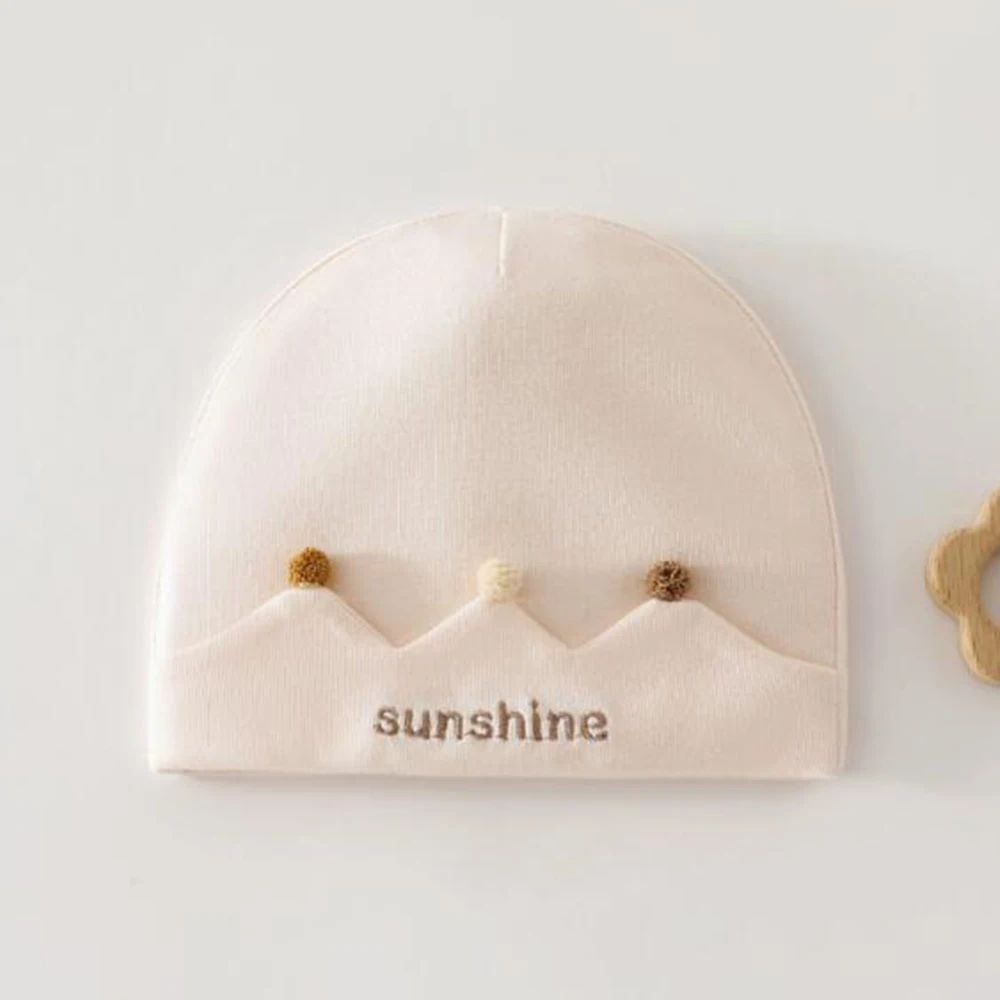 Baby Caps Letter Embrodiery Cotton Double Layer Spring Autumn Newborn Baby Hats For Boys Girls 0-3 Months Hospital Bonnet