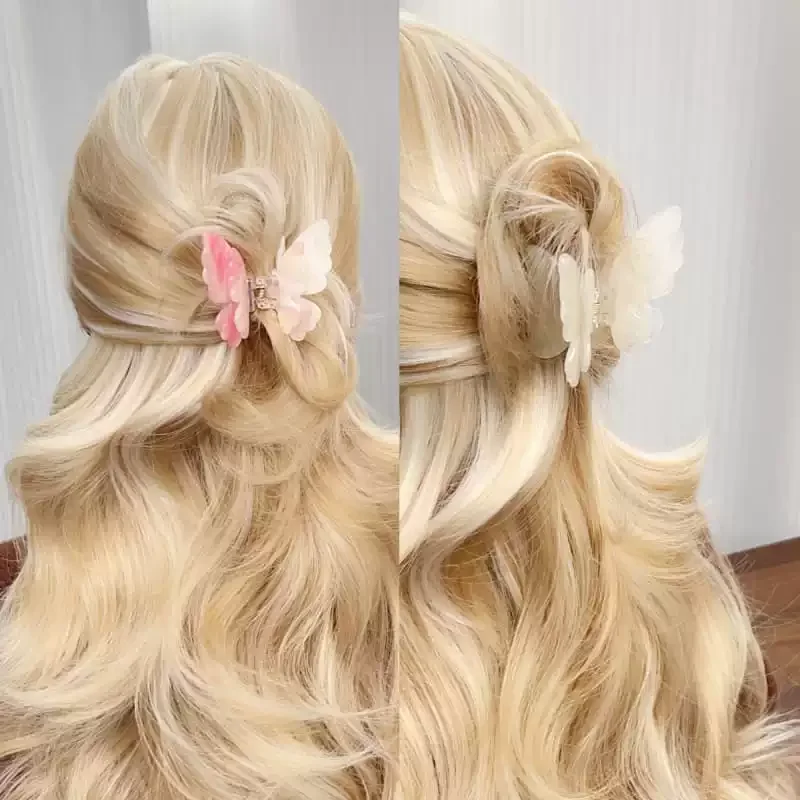 Sweet Colorful Acetate Butterfly Hair Claw Clips Princess Crab Summer Hairpin Fashion Accessories for Women And Girls