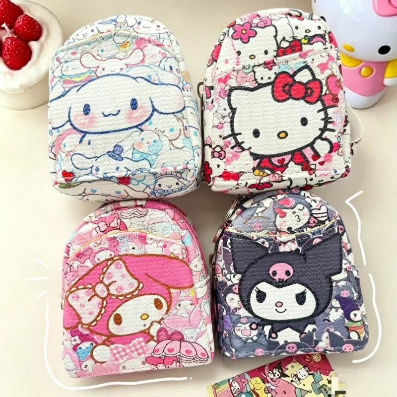 New Sanrio Kawaii HelloKittyPU Bluetooth Earphones Zero Wallet Japanese Cartoon Kuromi Melody Bag Pendant Keychain Holiday Gift