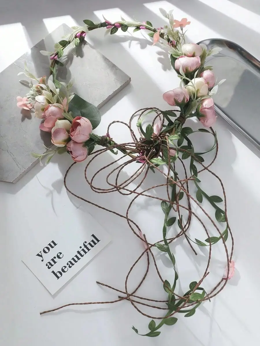 1pc Pearlescent Teacup Flower Wreath, Elegant For Weddings, Parties, Banquets, Events, Travel, Hawaiian Outfit For Women, Hair Accessories, Head Accessories, Bride To Be, Crown, Tiara