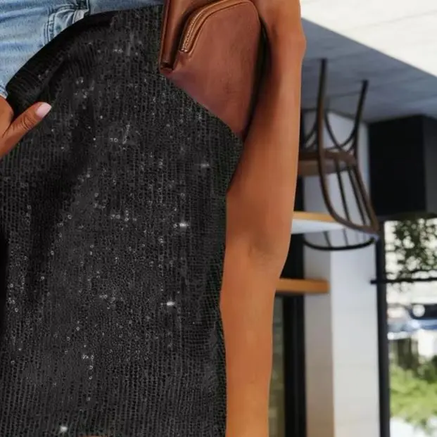 Loose Fit Women Blouse Women’s Sequin Vest Top Soft Stretchy Round Neck Blouse Loose Fit Summer Commuting Shirt for Wear Women
