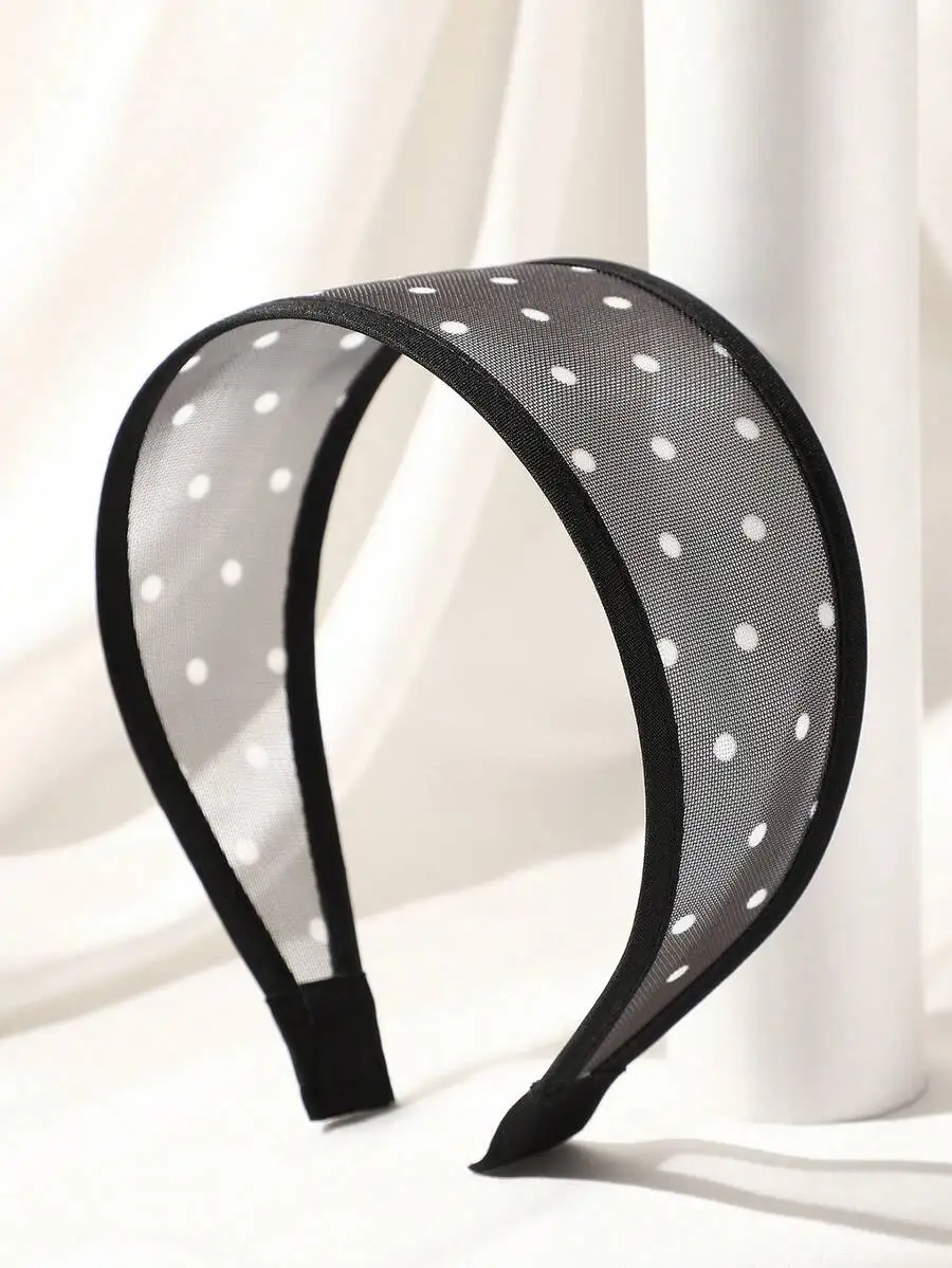 Lightweight Breathable Mesh Polka Dot Extra Wide Headband For Women Casual Outdoor Daily Fashion