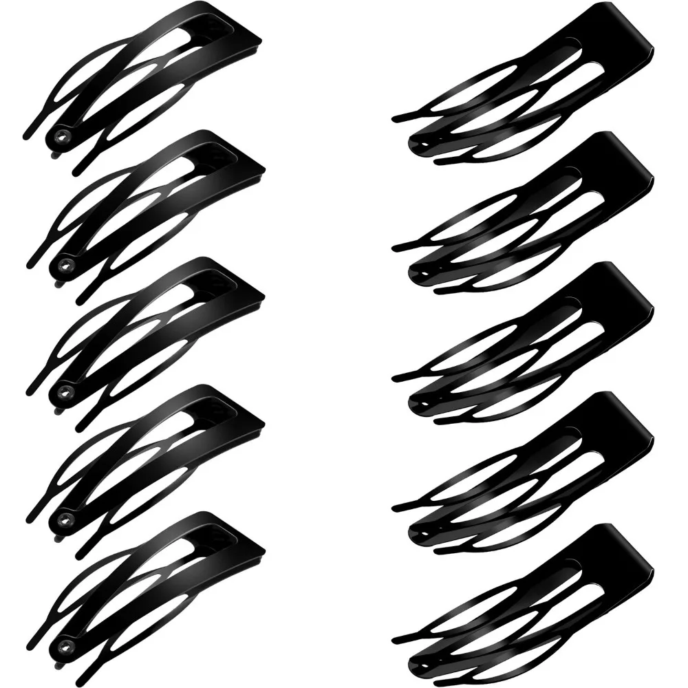 24 Pcs Black Double Grip Snap Hair Clips Metal Barrettes for Women Salon Hair Styling Supplies 2 Inch
