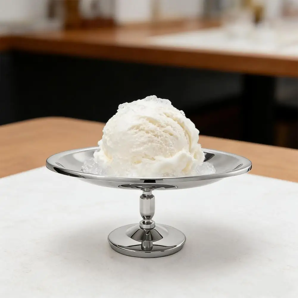 Stainless Steel Dessert Bowl Stainless Steel Ice Cream Cup with Base 304 Metal Dessert Bowl Oval Footed Serving Bowl for Pudding