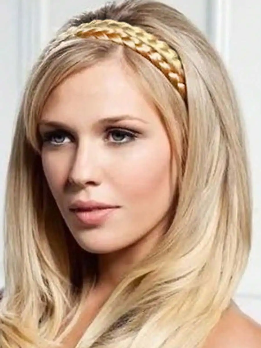 Twist Braided Headband With Faux Hair Fishbone Braid Anti-Slip Hair Accessory For Women