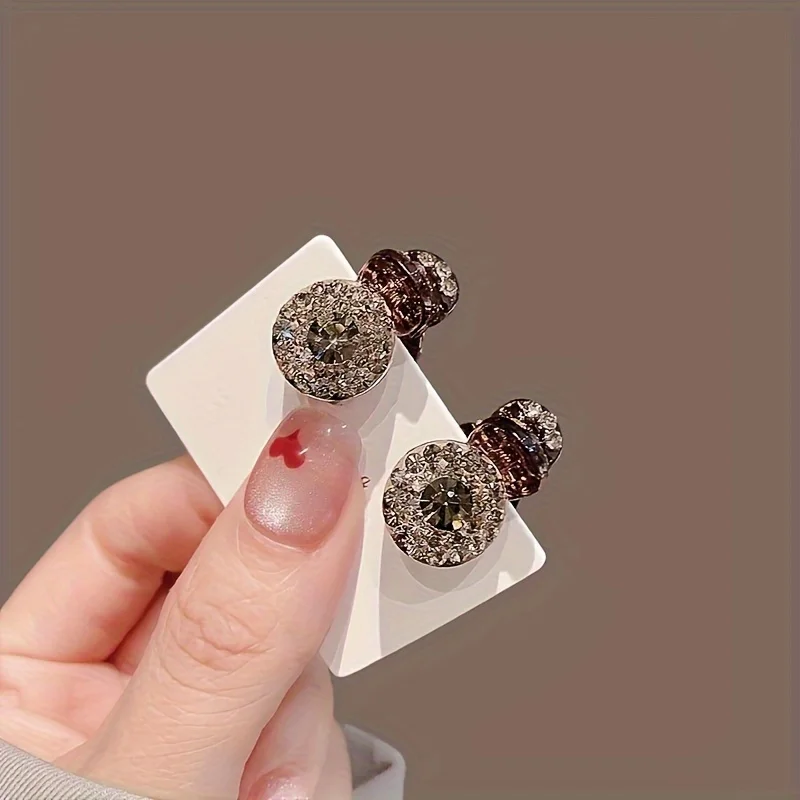 4 Pcs Shiny Rhinestone Mini Hair Clips Cute Sweet Round Style Hair Accessories for Bangs Flyaways Side Hair Princess Style Hair Pins for Women and Girls Perfect for Daily Wear Party and Wedding hairbo