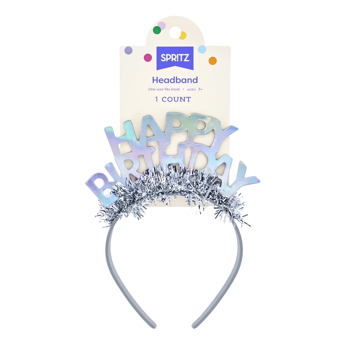 "Happy Birthday" Party Headband Silver