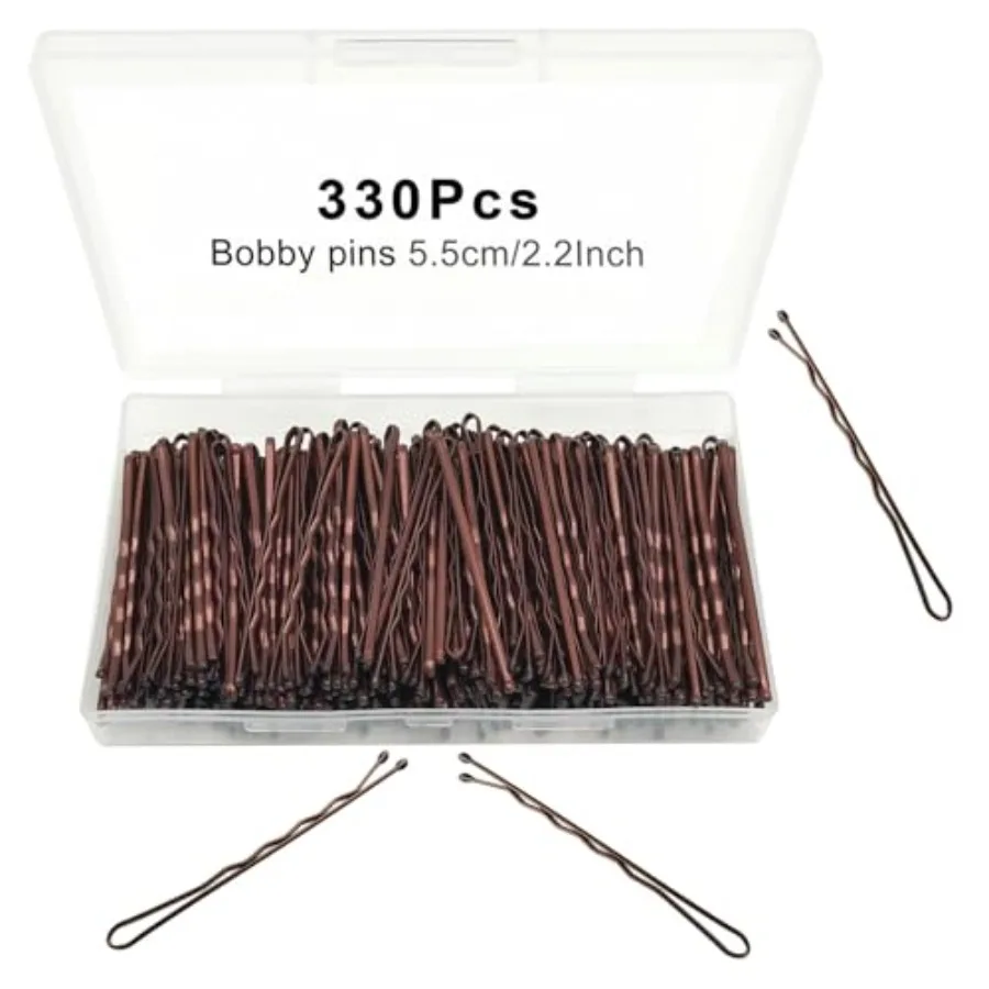 Bobby Pins Brown, 330 Count 2.2 Inch Hair Pins With Cute Box, Premium Bobby Pin For,Girls And Women, Great For All Hair Types