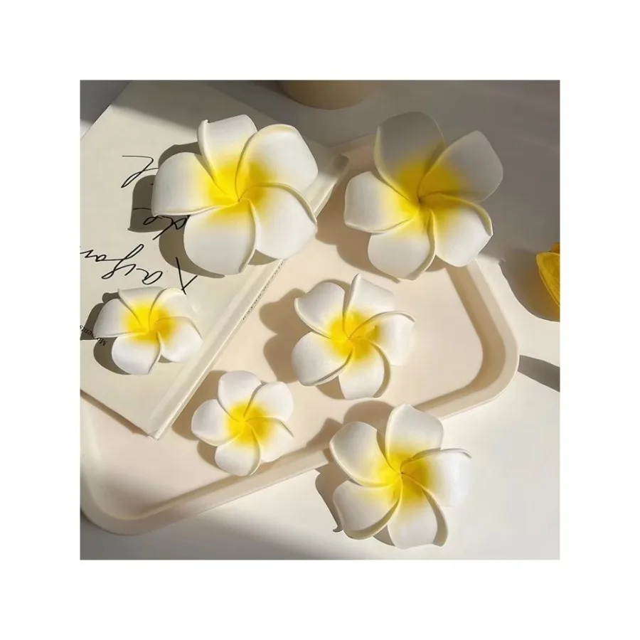 5.5/7/9cm Plumeria Flower Women Hairpins Egg Flower Exquisite Barrette Hawaiian Wedding Artificial Headwear Hair Clips For Girls