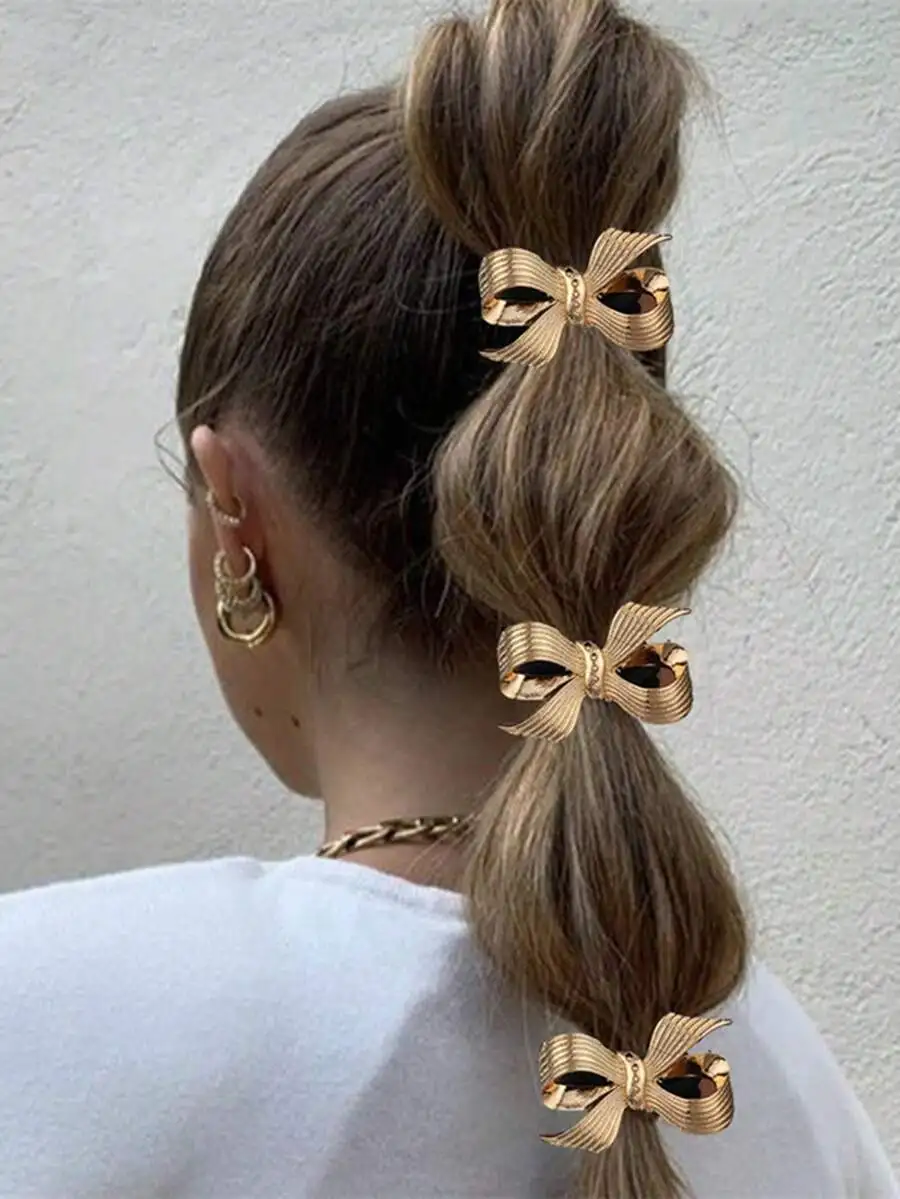 Womens Metal Bow Hair Ties For Summer Beach Vacation Styling