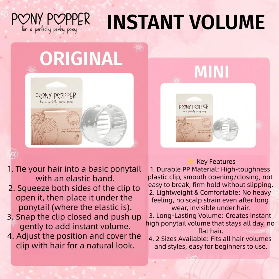 Plastic Volumizing Ponytail Clip For Thick And Thin Hair Sturdy Grip Daily Event Hairstyle