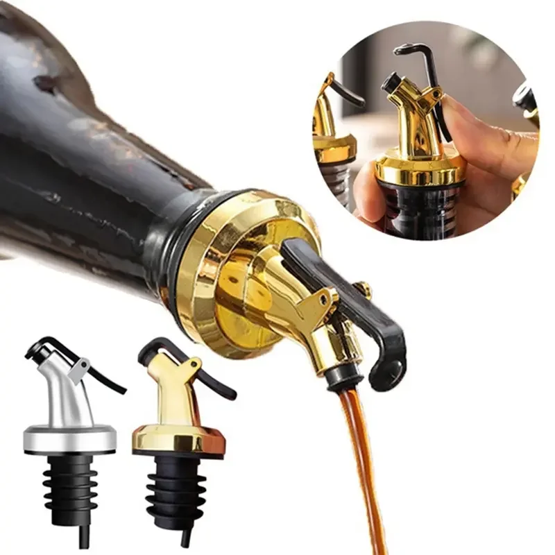 3pcs Gold Silicone Bottle Stopper Leakproof Olive Oil Vinegar Dispenser Creative Nozzle Spout for Kitchen And Home
