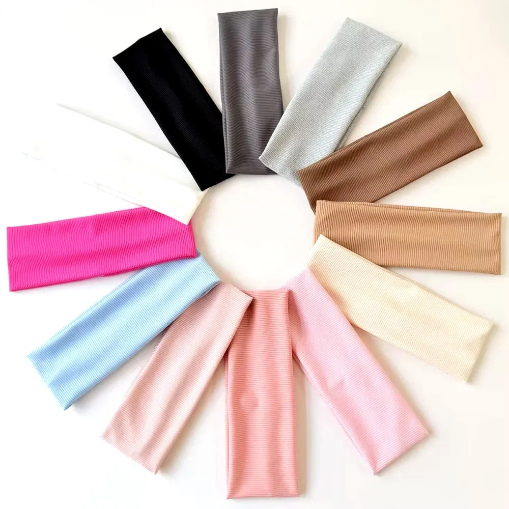 Threaded Hair Band Sports Yoga Sweat-absorbent Wide Headscarf Hair Band Female Joker Elastic Solid Color Headband Headdress