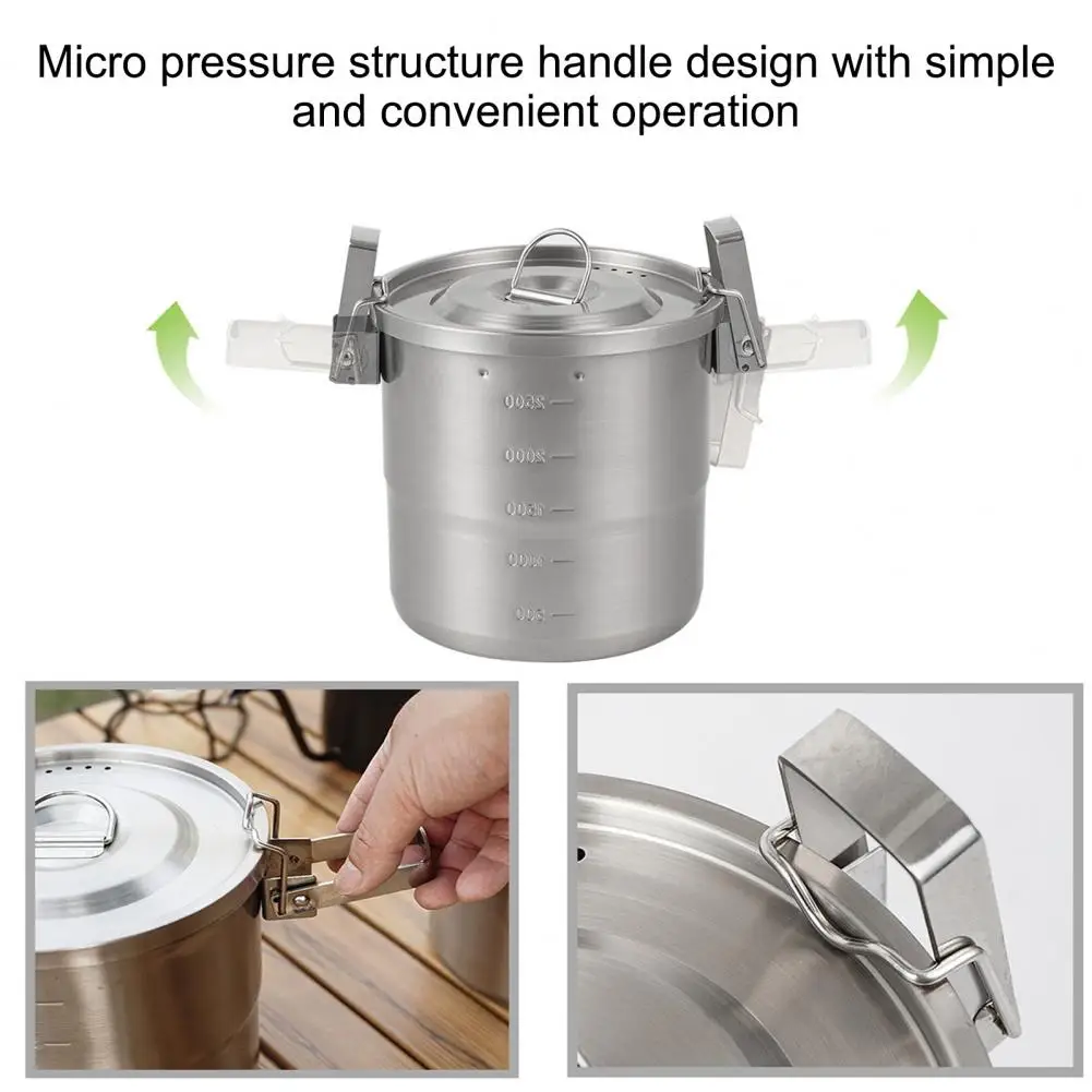 Portable Camping Cookware 3l 304 Stainless Steel Camping Bowl with Folding Handle Portable Outdoor Hiking Cookware Backpacking