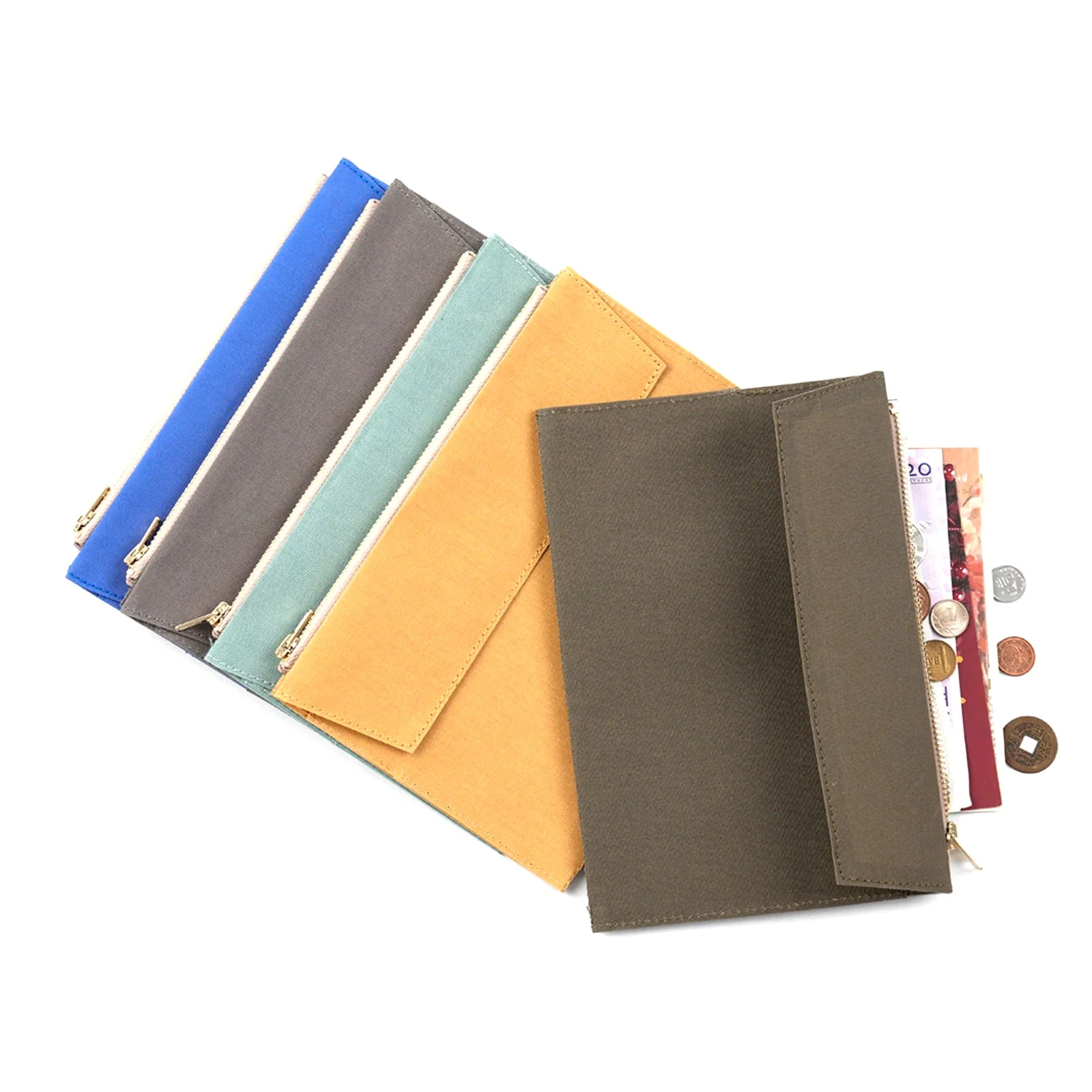 Canvas Zipper Card Holder for Travel Notebook, Canvas Storage Bag File Folder Refill Insert for Standard Journals Stationery