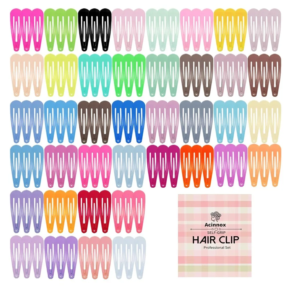 120 Pcs Snap Hair Clips Barrettes 2 Inch Metal Snap Clips Candy Color Hair Clips for Women Girls 40 Colors Hair Accessories
