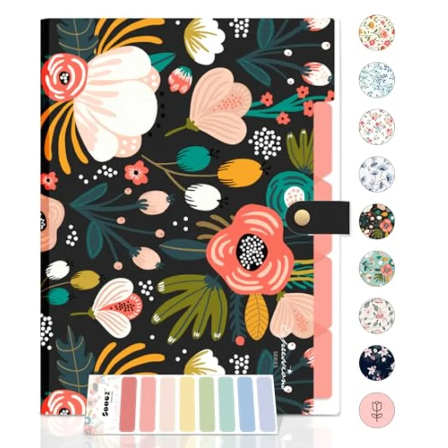 Expanding File Folders Organizer, Folders with 5 Pockets, Folders for Documents w/Sticker, Accordion File Organizer, Paper Rece