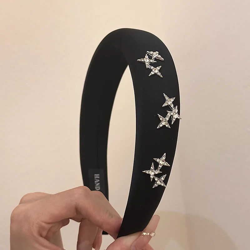 Starry headband~ High cranial top and wide headband for women to go out to wash their faces, simple hairpin, Korean satin headband, headband, headgear.
