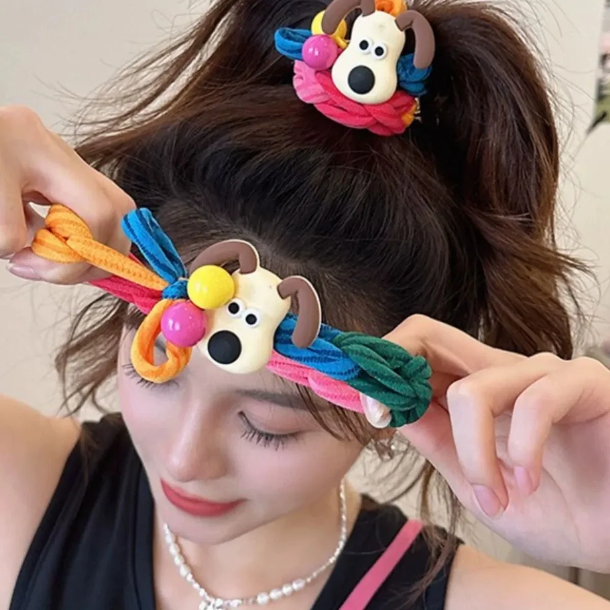 2026 Cartoon Doll Little Girl Ponytail Hair Rope Creative Exquisite Children Rubber Hair Tie DIY Hair Accessories Gifts
