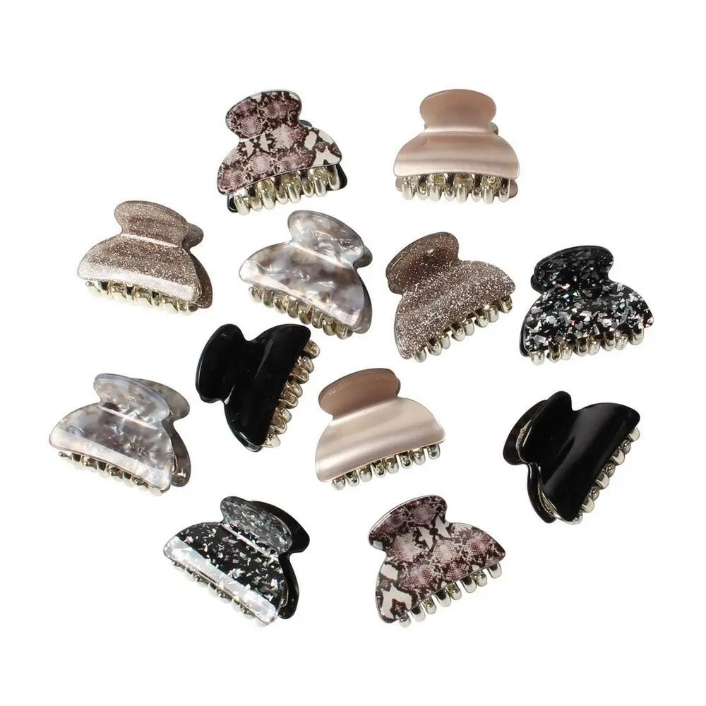 1.57 inch Printed Medium Acrylic Hair Claw Clips for Girls (Color E) | Plastic No-Slip Grip Jaw, Hair Jaw Clamp, 12 Pack, Decora