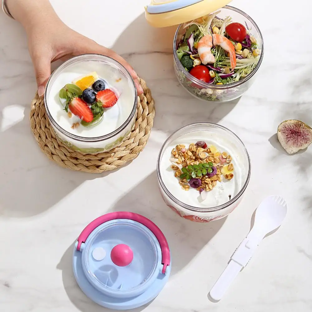 Breakfast Cups Oatmeal Cereal Nut Yogurt Salad Cup Container Set Fruit Milk Cup Lunch Box Food Storage Bento Box Kitchen Supplie
