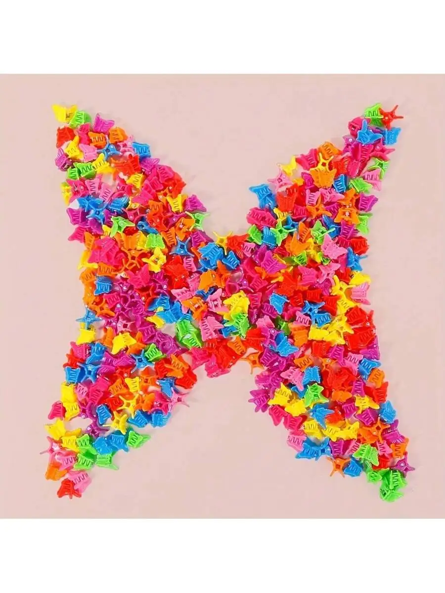 100pcs Colorful Butterfly Mini Hair Claw Clips For Women Ps Plastic Hair Accessories